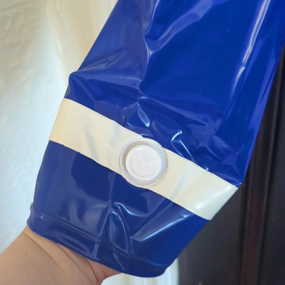 NEW Madcap England Mod Retro 60s Raincoat Rain Jacket Royal Blue - Picture 8 of 8